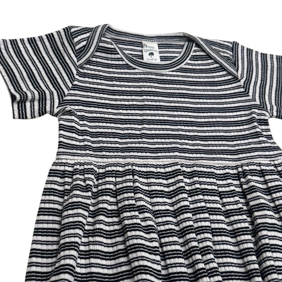 Kate Quinn 100% Cotton Black and White Stripe Textured Dress Summer Size 12-18mo - Picture 3 of 7